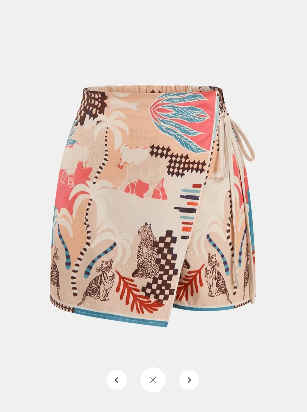 NWT Commense Animal Print Tie-Waist Wrap Skort Sz M